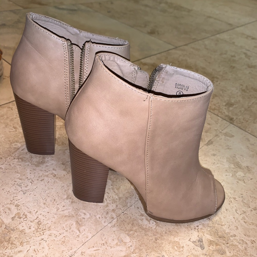 Tan Open Toe Booties - Picture 2 of 3
